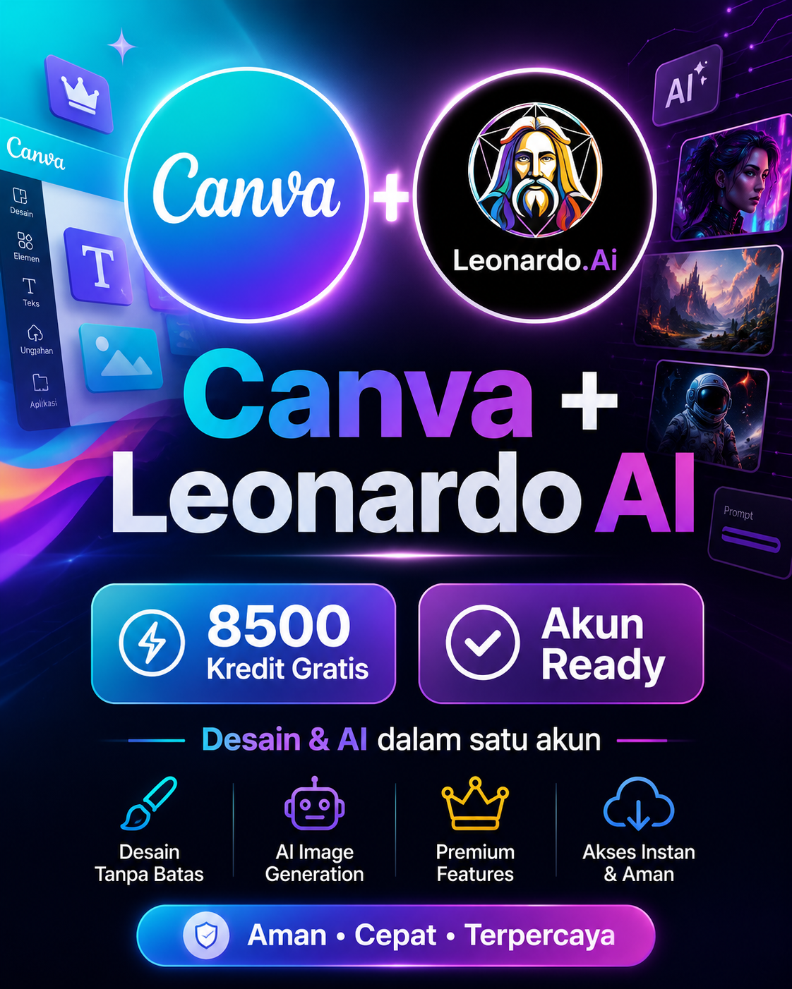 Account Canva Leonardo 8500 Kredit