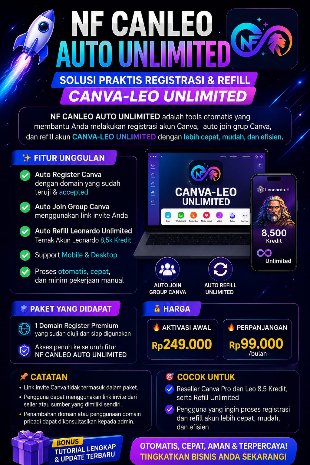 Canva Leonardo Auto Register and Unlimited Tools